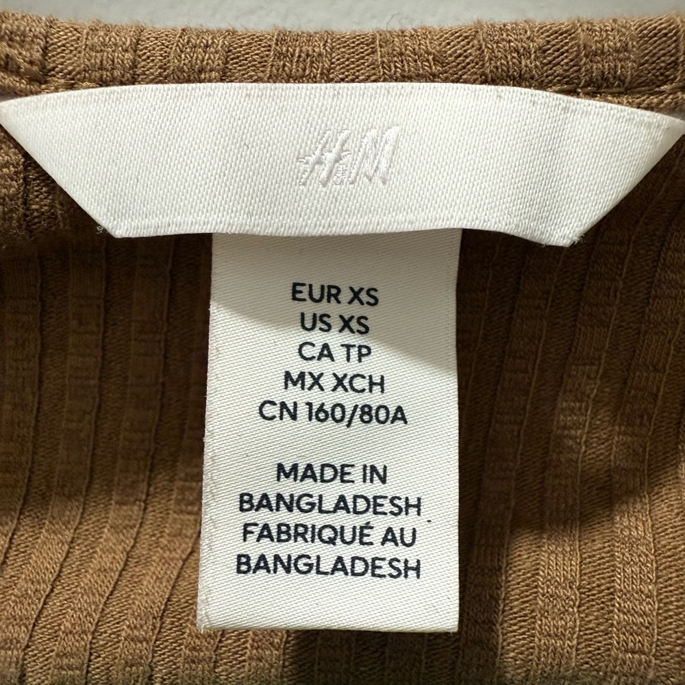 H&M Camel Ribbed Bodysuit - Size XS - Picture 3 of 5
